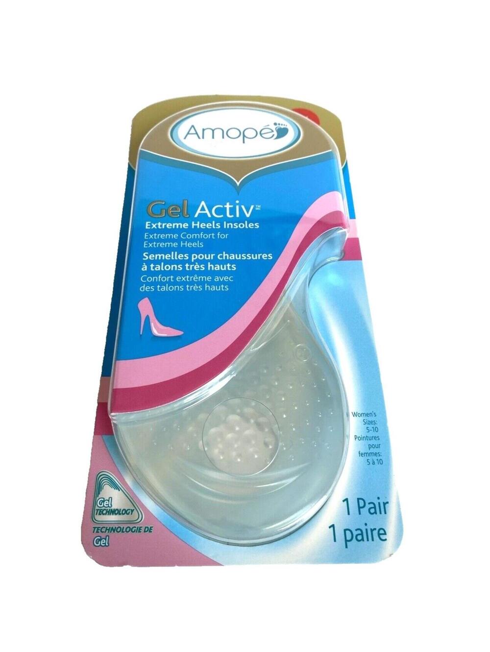 Amopé Gel Activ High Heel Insoles Women’s Size 5-10 Cushion Comfort 1 Pair